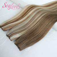Extensiones de Cabello Invisibles de Doble Trama con Color Balayage, Cabello Humano 100% Natural Liso, para Salón de Belleza