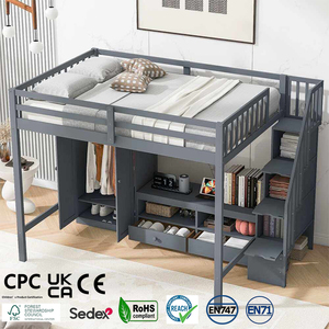 <span class=keywords><strong>Lit</strong></span> mezzanine en bois massif avec table de rangement intégrée pour enfants adultes chambres écoles hôtels repas usage extérieur - Product Image 1