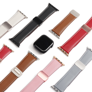 Correa de cuero genuino para iWatch modelo business, correa de reloj inteligente con doble cierre magnético, correa de reloj de cuero premium para hombre - Product Image 1