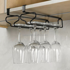 Bar di bawah kabinet rak gantung cangkir anggur kaca gelas Stemware Goblet Organizer penyimpanan pemegang rak gantungan di bawah kabinet - Product Image 2