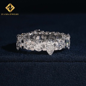 Bague pour homme ZUANFA JEWELRY, style hip-hop, entièrement pavée de diamants de laboratoire ronds et en forme de poire, effet glacé - Product Image 1