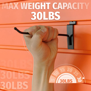 Heavy Duty slatwall <b>hooks</b> 8inch Iron Vinyl Coated <b>Display</b> <b>Hook</b> Durable Easy Install 30lbs Capacity Black Slatwall Storage OEM - Product Image 2