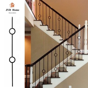 Lucky JYD — aiguilles d'escaliers <span class=keywords><strong>en</strong></span> <span class=keywords><strong>fer</strong></span> <span class=keywords><strong>forgé</strong></span> à Double cercles de 1/2 ", robinetterie ajourée carrée <span class=keywords><strong>en</strong></span> Satin noir <span class=keywords><strong>en</strong></span> métal pour décoration d'escalier d'intérieur - Product Image 1