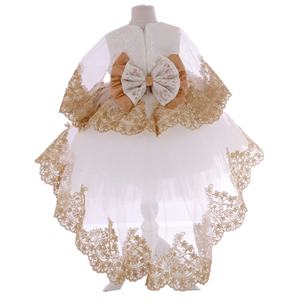 Robes de mariée modernes pour bébés filles Bebemekan, col rond, sans manches, en mousseline de soie florale, dentelle, mini superpositions, pour enfants de 1 an, vente en gros, fête - Product Image 3