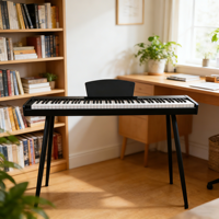 Beisite Orgue Électrique Numérique en Promotion, Clavier 88 Touches Semi-Lourdes, Haut-Parleur Intégré, 128 Sons, Coque en Bois Noir Élégante
