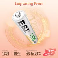 Pilas Recargables AAA EBL de 1100 mAh y 1.2 V NiMH, Triple AAA con 16 Pilas AAA + Cargador