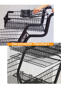 Highbright Heavy Duty Black Two Tier Shopping <b>Trolley</b> for Supermarket Bulk Shopping - Product Image 5