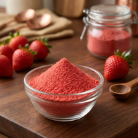 Hoogwaardig bulk gevriesdroogd aardbeipoeder, zoete smaak, vegan, zonder suiker, zonder conserveermiddelen, voedselingrediënt voor desserts