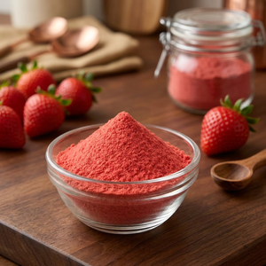 Poudre de fruits de fraises lyophilisés en vrac de haute qualité, saveur sucrée, végétalienne, sans sucre, sans conservateurs, ingrédient alimentaire pour desserts - Product Image 1