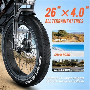 Vélo électrique 26 pouces 48V 60Ah Cadre en acier Fatbike Batterie au lithium LCD Moteur de moyeu arrière 26 pouces 7 vitesses vélo électrique - Product Image 5
