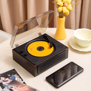 เครื่องเล่น CD ไวนิล USB BT5.3แบบพกพาขนาดเล็กย้อนยุควินเทจเครื่องเล่น CD แบบไร้สาย - Product Image 5