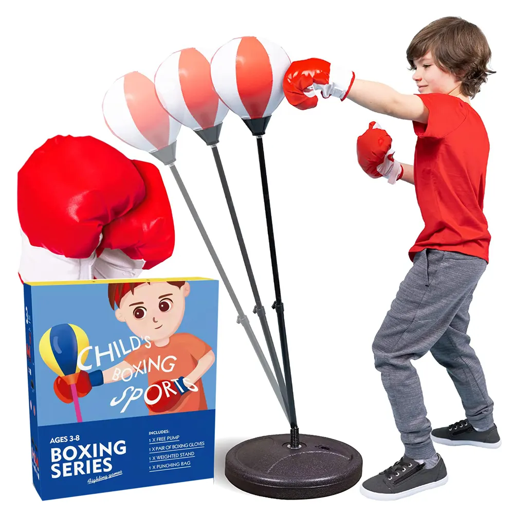 Jouet de sport Intelligent réglable en hauteur pour enfants, jeu de balle de vitesse de boxe, sac de boxe à pompe à main avec gants, Offre Spéciale