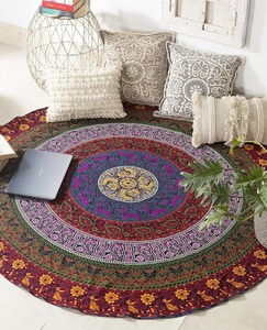 Bohemian Mandala Round Tapestry Wall Hanging, Ombre Hippie Indian Tapestry <b>Tablecloth</b>, Intricate Multicolor 70 Inch - Product Image 1