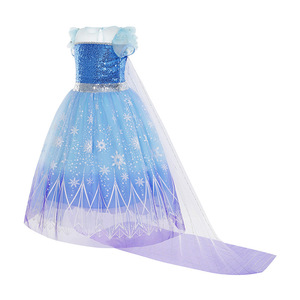 Nuovo arrivo Ice Queen Kids Party Dresses principessa festa di Halloween vestito da principessa con mantello - Product Image 5