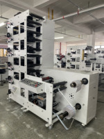 Machine d'impression flexographique automatique 5-6 couleurs rouleau à rouleau pour étiquettes papier et film, à bande étroite, avec laminage et découpe.