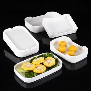 Vaisselle empilable pour restaurant de fondue, plateaux alimentaires rectangulaires en plastique pour usage commercial, plateaux de buffet pour barbecue - Product Image 1