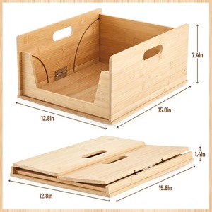 Panier de rangement en bambou Senboyuan 35x40x19cm empilable pour la cuisine, organisateur de légumes, pommes de terre, oignons, couleur bois naturel - Product Image 3