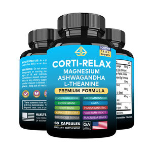 Suplemento de extracto herbal de Ashwagandha y L-Teanina con magnesio OEM para adultos, para relajar el cerebro y apoyar el sueño, 60 unidades. - Product Image 2