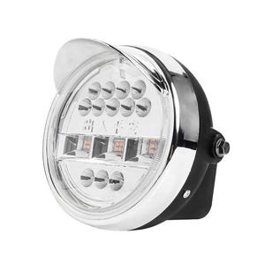 Phare rond à LED pour tricycles et motos électriques, position avant, matériau PC, lumière blanche et jaune - Product Image 1