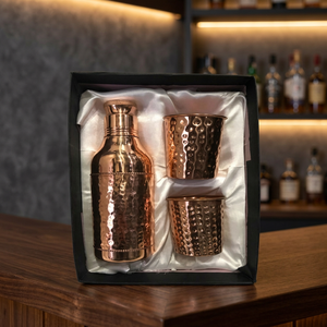 Hammered Copper Tumbler Set Portable <b>Drinkware</b> Gift Box for Home Hotel Party Use - Indian Home Crafts - Product Image 3