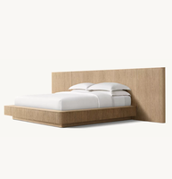 Cadre de lit mural RH Mulholland contemporain en chêne massif, écologique et durable, avec panneau large et étendu, mobilier de maison