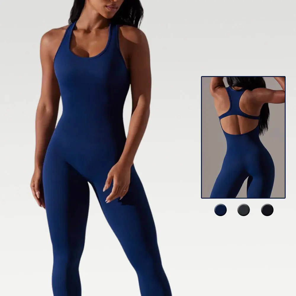 Tùy chỉnh phòng tập thể dục một mảnh quần áo Nylon sự mềm mại sexy V cổ vẻ đẹp trở lại xà cạp Yoga Jumpsuit cho phụ nữ thể thao Workout Rompers phụ nữ