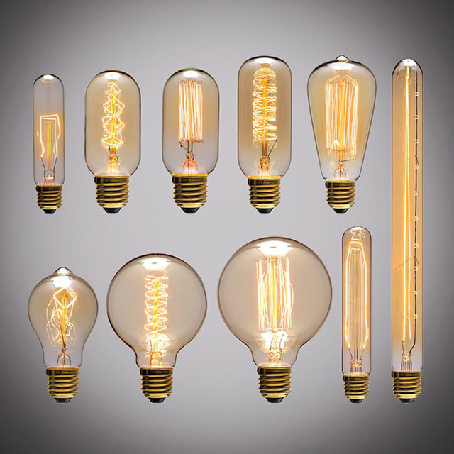 E27/E26 Incandescent Retro Lamp 40W 220V 110V ST64 A19 T45 T10 G80 G95 G125 T300 T225 Antique Vintage Bulb Filament Light Bulbs
