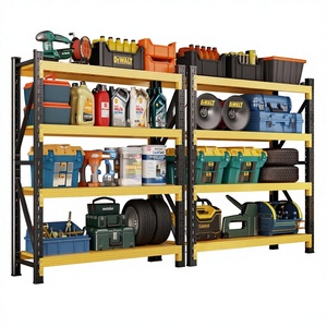Estantería Metálica Resistente de 4 Niveles, Capacidad de 4000 Libras, Estantes Industriales Ajustables para Sótano, Amarillo y Negro - Product Image 1