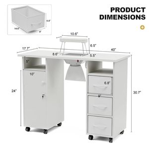 Multi-functional Modern White Nail Station Tech Beauty <b>Makeup</b> Desk Salon Manicure Furniture <b>Table</b> - Product Image 3