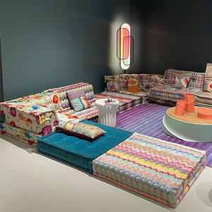 Sofá Modular Extensible de Madera Maciza Tapizado, Estilo Mah Jong, para Sala de Estar, Ajustable, para Apartamento/Villa - Product Image 3