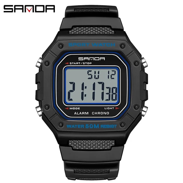 Orologio Digitale Sportivo Uomo Al Quarzo Con Cinturino In Plastica - Display Multifunzione, 50m Impermeabile, Nero - 3