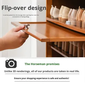 Zapatero Vertical Alto de Bambú Simple, Multicapa, Antipolvo, para la Entrada del Hogar, Mueble de Almacenamiento Integrado - Product Image 3