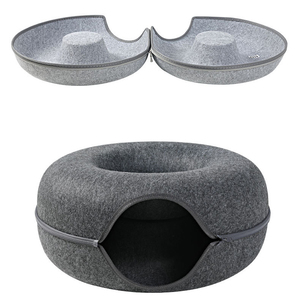 Tunnel per Gatti in Morbido Feltro a Forma di <span class=keywords><strong>Luna</strong></span> Piena, Tubo Pieghevole con Tappetino Nido, Rifugio Accogliente per Gatti <span class=keywords><strong>e</strong></span> Cani, Grotta Gioco per Animali Domestici da Interno - Product Image 1