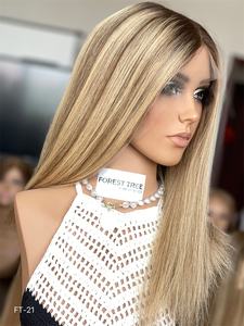 Cheveux timides vente chaude HD Lace Top perruque juive cheveux européens perruques casher pour les femmes Ombre Salon couleur droite - Product Image 4