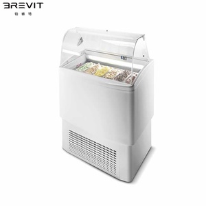 Petit réfrigérateur de présentation pour gâteaux et desserts, en verre et acier inoxydable, à température unique, avec refroidissement pour crèmes glacées - Product Image 5