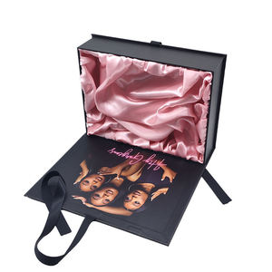 Scatole Rigide <span class=keywords><strong>Nere</strong></span> di Alta Qualità con Logo Personalizzato <span class=keywords><strong>e</strong></span> Chiusura Magnetica per Confezioni Regalo di Parrucche <span class=keywords><strong>e</strong></span> Extension - Product Image 3