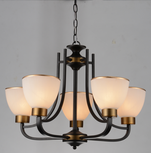 Lampadario in ferro e vetro in stile <span class=keywords><strong>contemporaneo</strong></span> europeo con luce bianca calda <span class=keywords><strong>per</strong></span> il <span class=keywords><strong>soggiorno</strong></span> lampada a sospensione di lusso nordico (4152/5P) - Product Image 1