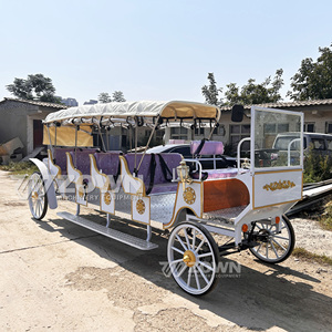Chariot de tourisme multi-rangs à cadre blanc et roues dorées pour défilés et événements - Product Image 4