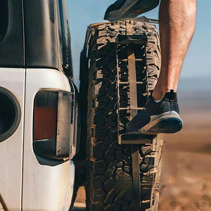 Soporte de Acero para Llanta de Repuesto Wildfront, para Portón Trasero Todoterreno, con Cuerda de Amarre y Escalón para <span class=keywords><strong>Defender</strong></span> 90 Wrangler Ford - Negro - Product Image 4