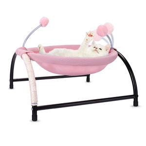 Hamaca personalizada de fábrica para gatos, cama elevada transpirable para mascotas, hamaca para gatos con juguetes de bola de peluche - Product Image 2