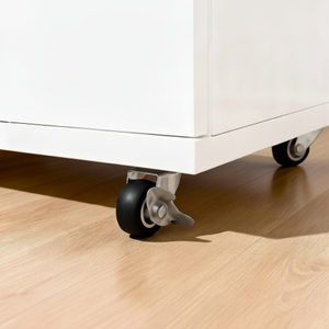 Cómoda de Madera Maciza Blanca con 5 Cajones y Ruedas, Mueble de Almacenamiento Moderno con Altura Ajustable y Fácil Montaje - Product Image 5