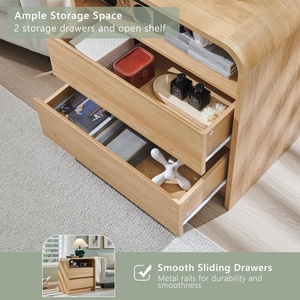 Mesita <span class=keywords><strong>de</strong></span> <span class=keywords><strong>Noche</strong></span> Moderna <span class=keywords><strong>de</strong></span> Estilo Mid-Century con Estación <span class=keywords><strong>de</strong></span> Carga, 236 Pulgadas <span class=keywords><strong>de</strong></span> Ancho, Madera Sintética, 2 Cajones <span class=keywords><strong>de</strong></span> Almacenamiento, Mueble para Dormitorio - Product Image 4