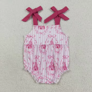 Ensembles de Vêtements pour Bébés et Tout-Petits Filles, Motif Château Rose et Bleu, Tenues à Nœuds, Shorts 2 Pièces, Collection Printemps-Été, Vêtements pour Enfants en Gros - Product Image 5