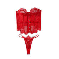 Meilleures ventes Printemps 2026 Nouveauté Body Lingerie Sexy pour Femme en Dentelle à Motif Arêtes de Poisson, Col Licou, Sans Bretelles
