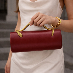 Sac de soirée trapèze en PU tendance 2026 pour femme, pochette en cuir noir en forme de baril, sac à main élégant pour soirée - Product Image 1