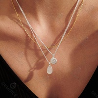 Kalung Liontin Cangkang Ammonite Perak Sterling 925 Berlapis Emas 18k Gemnel Laris Manis untuk Wanita
