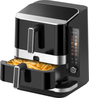 Friteuse à air double empilage 2800W 11L, appareil à pizza électrique pour la maison, pizza de 10 pouces, antiadhésive, facile à nettoyer, écran LED pliable