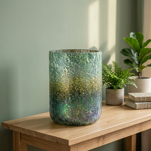 Handcrafted Mosaic <b>Glass</b> Votive Holder Cylindrical <b>Heat</b> <b>Resistant</b> Decorative Lantern for Christmas Home Decor Medium - Product Image 2