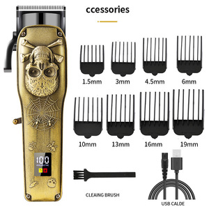 Cortadora de Pelo Eléctrica Totalmente Metálica con Diseño de Calavera, Uso Profesional en Salón, Recargable, Pantalla LCD, Gran Potencia, Carga USB - Product Image 4