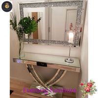Luminaire de salon luxe personnalisé meuble de table meuble table console italienne en acier inoxydable avec miroir/espejo